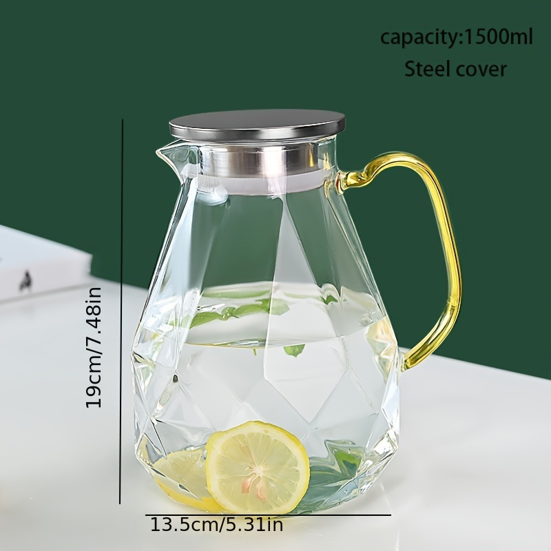 1pc, Minimalist Glass Pitcher With Bamboo Lid, High Borosilicate Glass  Heavy Duty Water Pitcher, Drink Carafe, For Hot And Cold Beverges, Drinkware