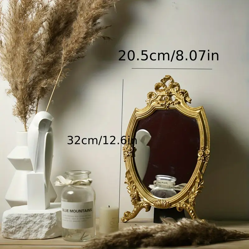 French Vintage Makeup Mirror Court Style Carving * Ins Wind Desktop Table Vanity Mirror French Vintage Makeup Mirror Court Style Carving * Ins Wind Desktop Table Vanity Mirror