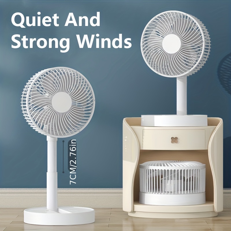 

1pc, Folding Desktop Fan, 8-inch Ultra Silent, Strong Wind Rechargeable (5400mah), Suitable For Outdoor/indoor/travel Easy To Carry Telescopic Oscillating Mini Stand Fan, Student Office Cooling