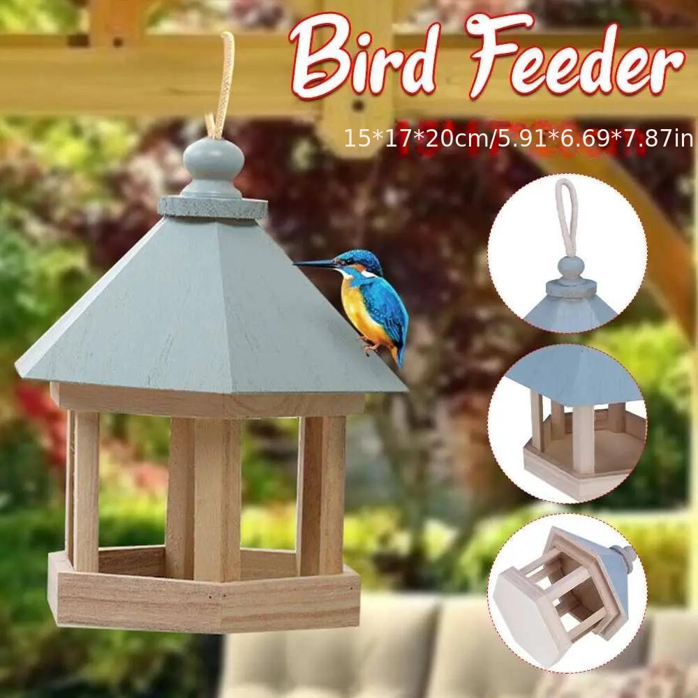 

1pc Wooden Bird Feeder, Rustic Hanging Outdoor Feed Station, Hollow Garden Park Birdhouse, Food Container