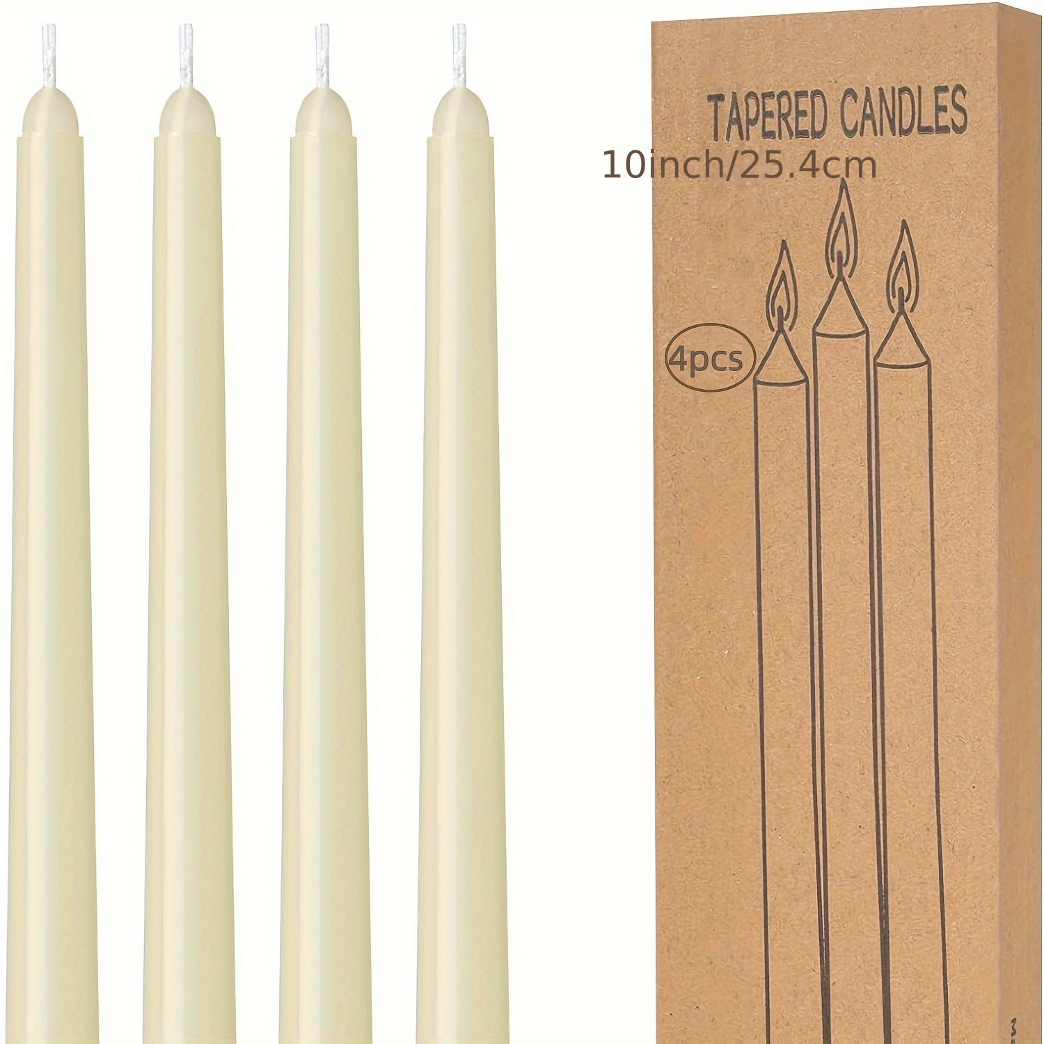 

Ivory Tapered Candles, 10 Inch, 4/12/30-piece Set, Drip-free, Smoke-free, Fragrance-free, High-quality, Use