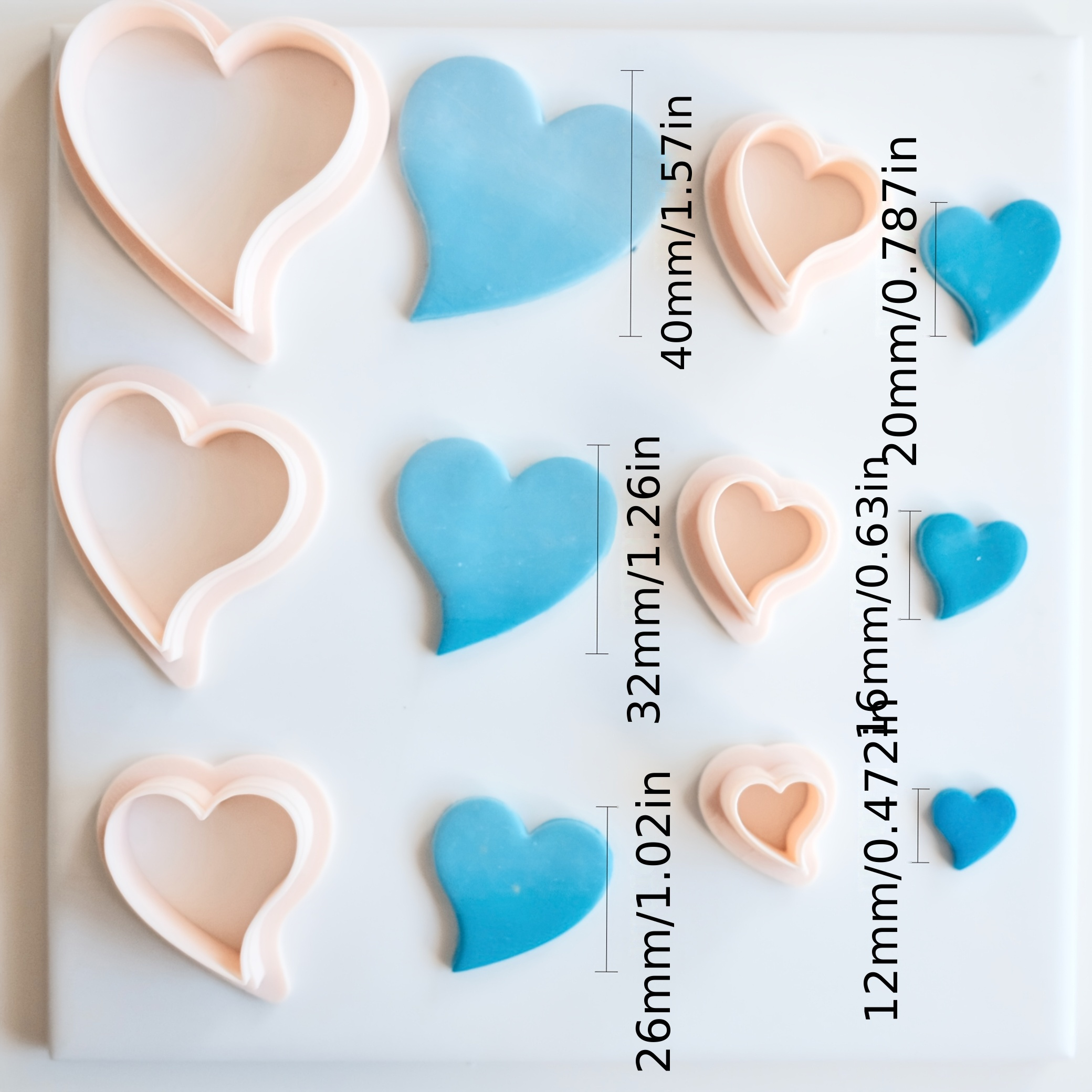 6pcs/set Love Heart Polymer Clay Cutters Valentine's Day Different Size Heart Shaped Soft Pottery Clay Molds Earrings Pendant Making Tools