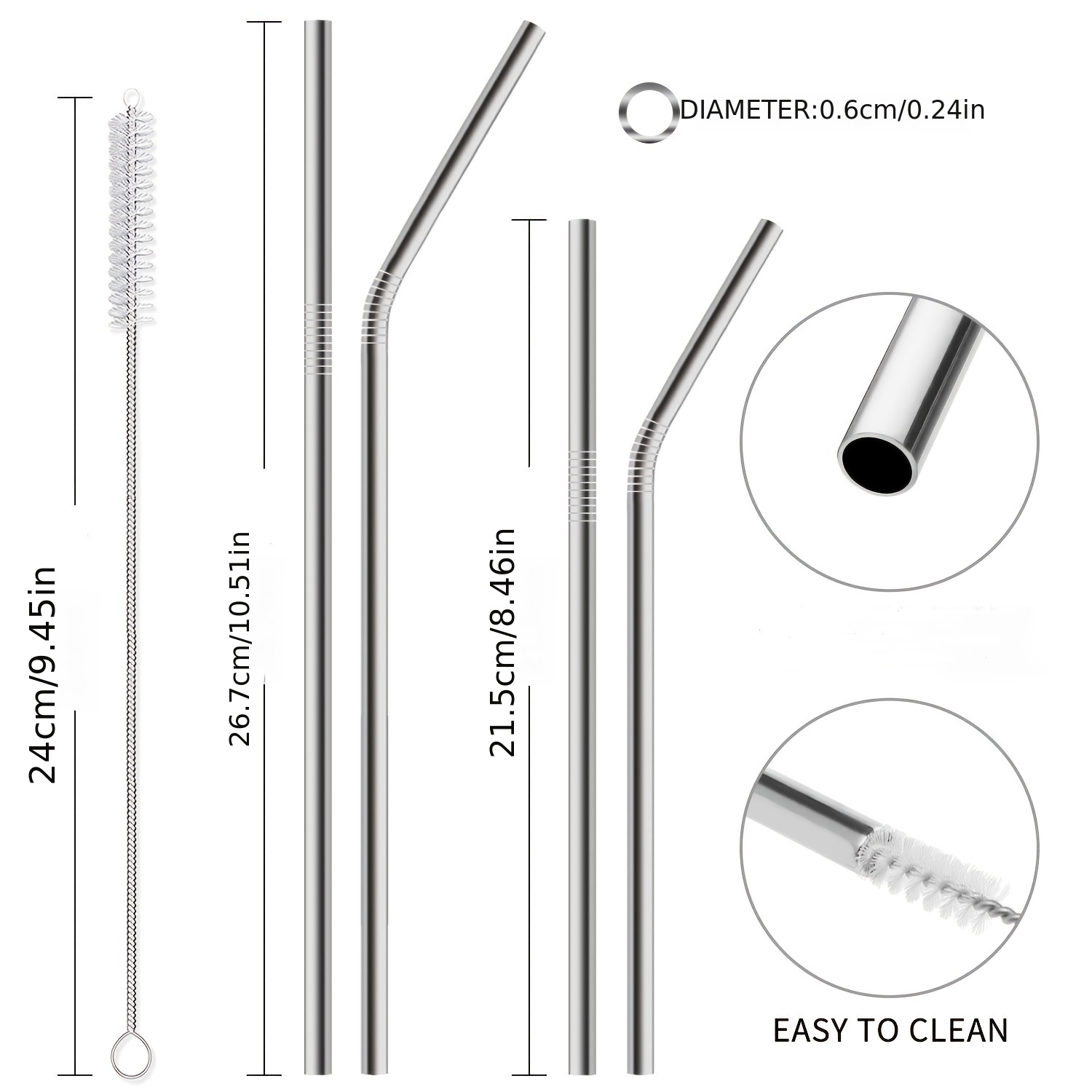 4 Bend Stainless Steel Straws Extra LONG fits 30 oz & 20 oz Yeti
