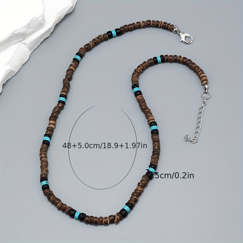 Coconut Shell Turquoise Necklace, Boho Style for Men & Women