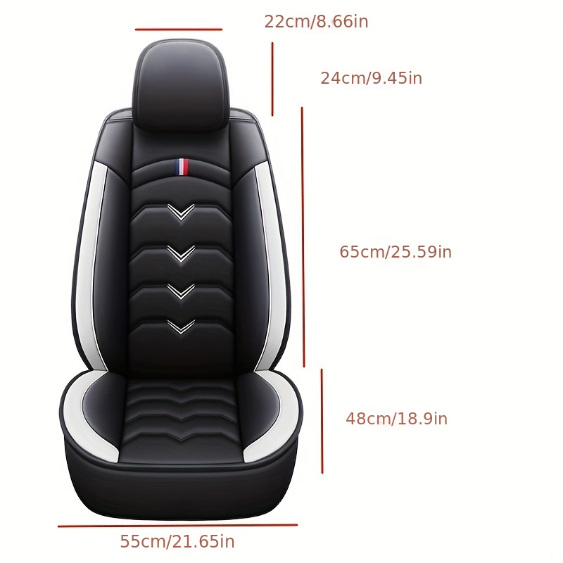 ELUTO 5 Sitze Universal Autositzbezug Luxus PU Leder Sitzkissen Vollbezug  (Weiß, 11 Stück)