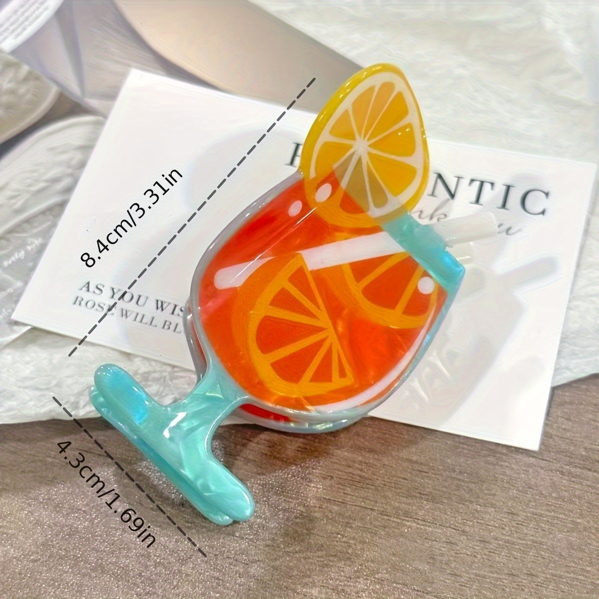 Image of 1pc Cocktail Orange Shaped Hairpin, Design, Suitable For Decorating Buns, Holiday Gifts, Fun Hairpin, Hair Clip Shark Clip Ladies Headdress, Create Stylish Hair Additions