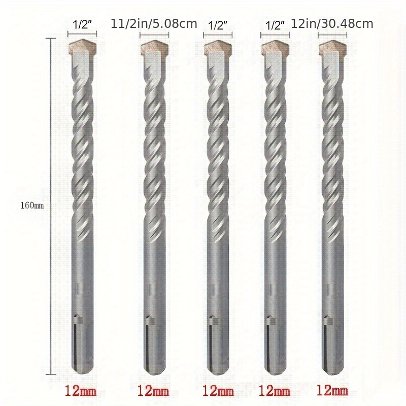5-Piece SDS-Plus Rotary Hammer Drill Bit Set | Carbide Tipped For Brick, Concrete, Masonry
