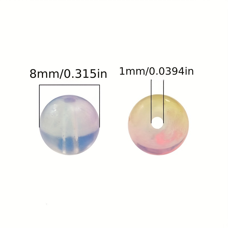 100/200/500pcs 8mm Glass Imitation Jade Bead Gradient Double Color Round Bead Handmade DIY Bracelet Necklace Jewelry Making Loose Bead Material