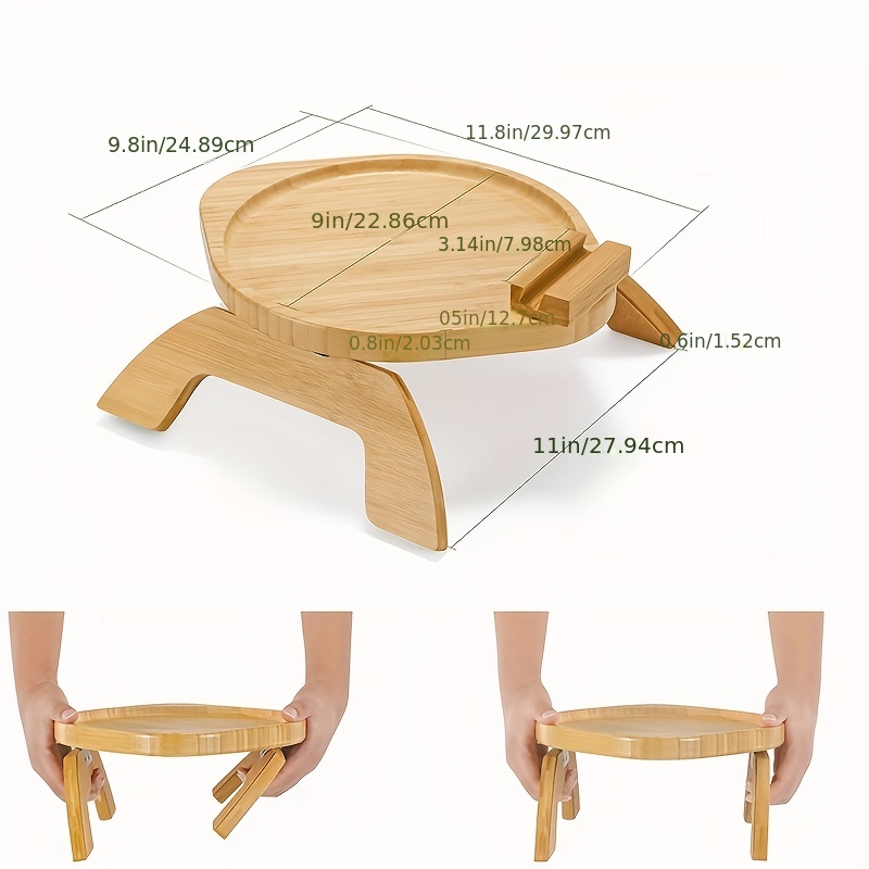 Plateau de canapé en bambou, support de canapé flexible pour l‘accoudoir,  brun clair, 44 x 24 cm