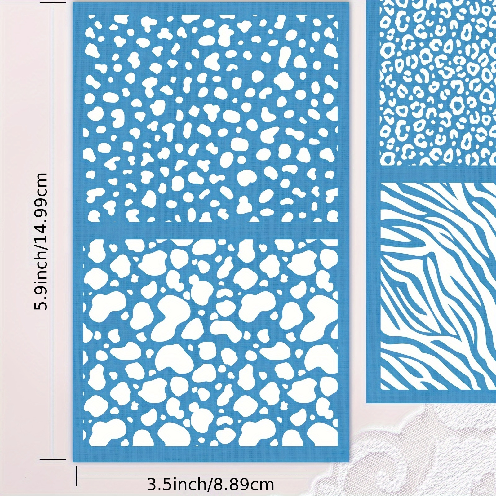 5pcs Puocaon Animal Stencils Compatible For Polymer Clay - Dalmatian , Zebra, Leopard & Tiger Patterns With Multipurpose Screen Templates For Diy Clay Earrings, Making, Polymer Clay Transfers