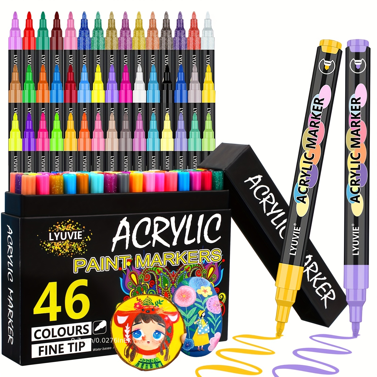 Caneta acrílica Caneta, canetas impermeáveis permanentes de 48 cores para  pintar pedras, diy photo album, canetas de acrílico de plástico