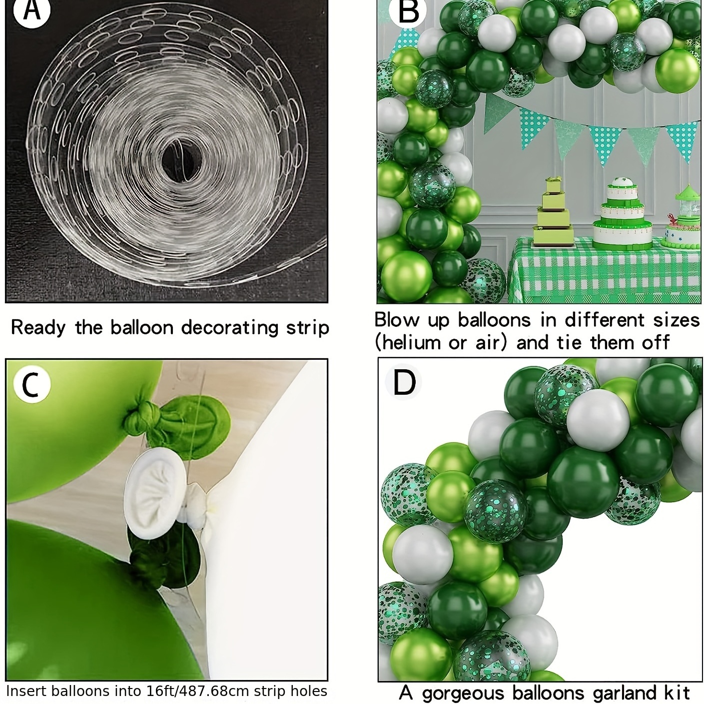 Green Balloon Garland Arch Kit 107Pcs