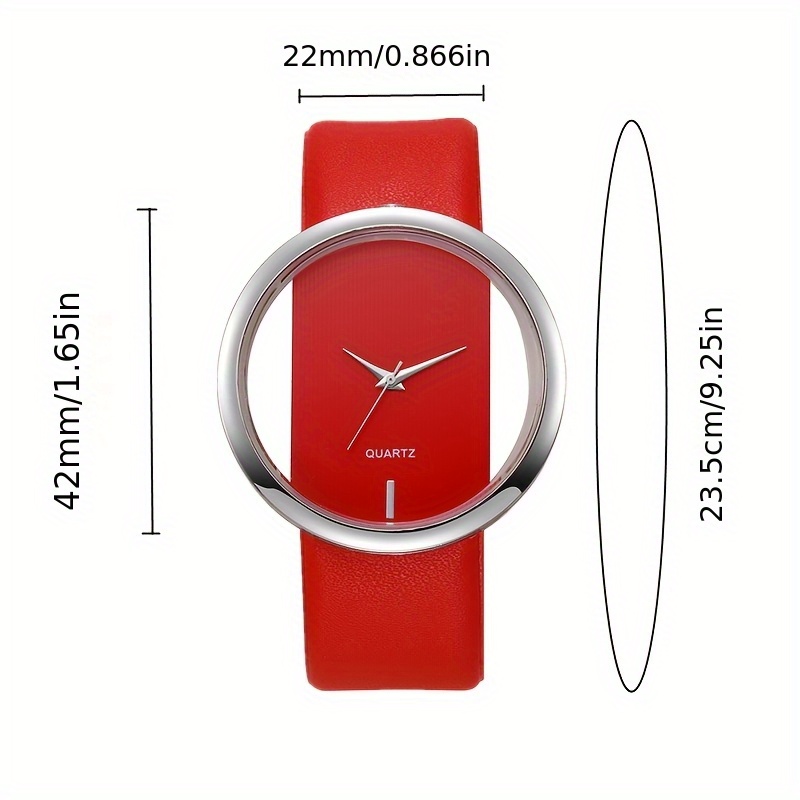 Ladies' Simple and Fashionable Quartz Watch, Hollow Dial and PU Leather Strap, Ladies' Fashionable Watch, Can Be Given as a Mother's Day Gift or Any Holiday Gift to Her