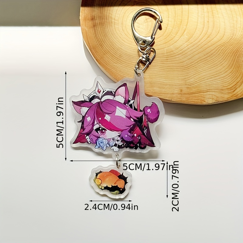Anime Character Acrylic Keychain, Cartoon Game Pendant, Transparent, Fashionable Kawaii Bag Charm, Ideal Gift For Friends And Classmates, Decorative A