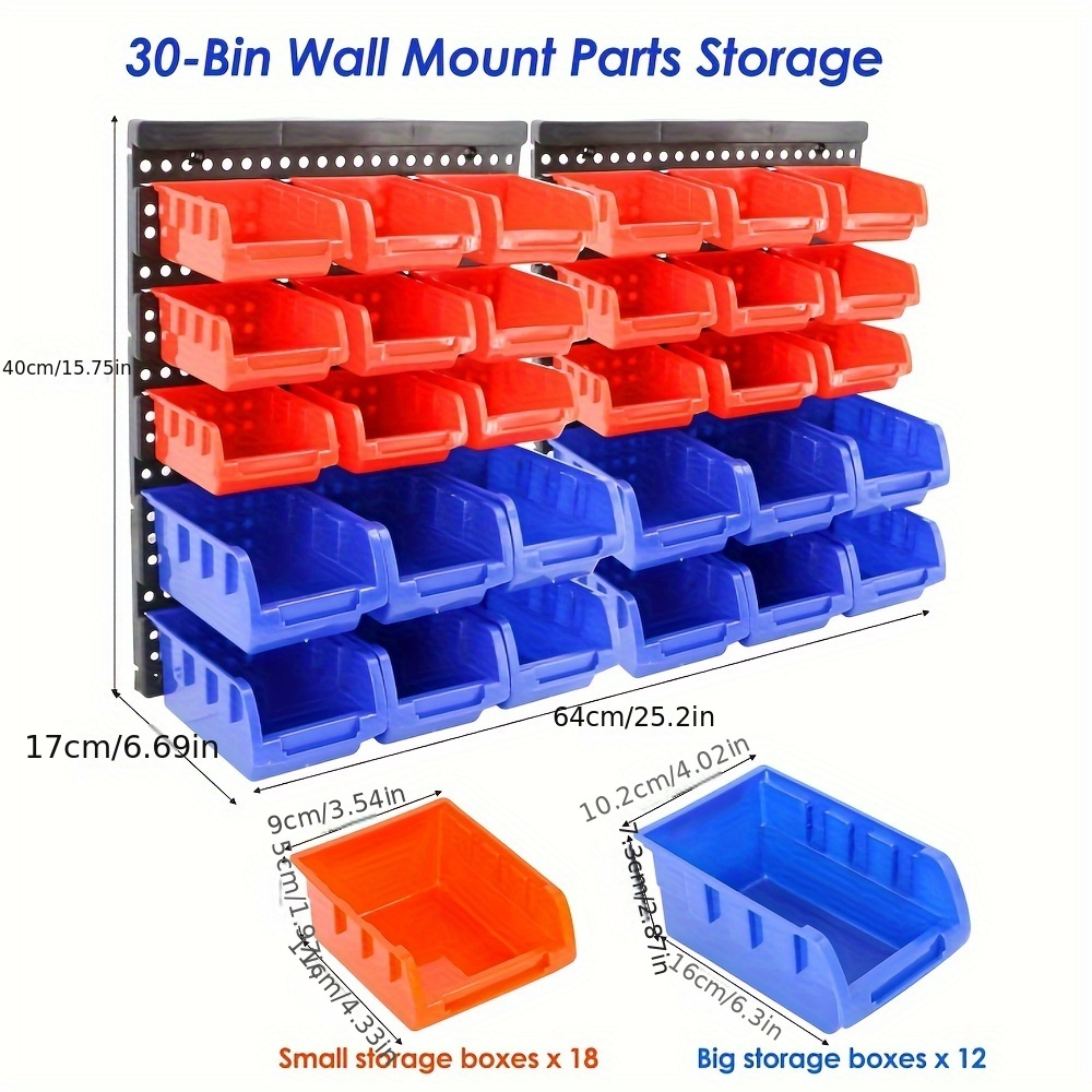 Wall Mounted Storage newest Bins Parts Rack 30 Bin Organizer