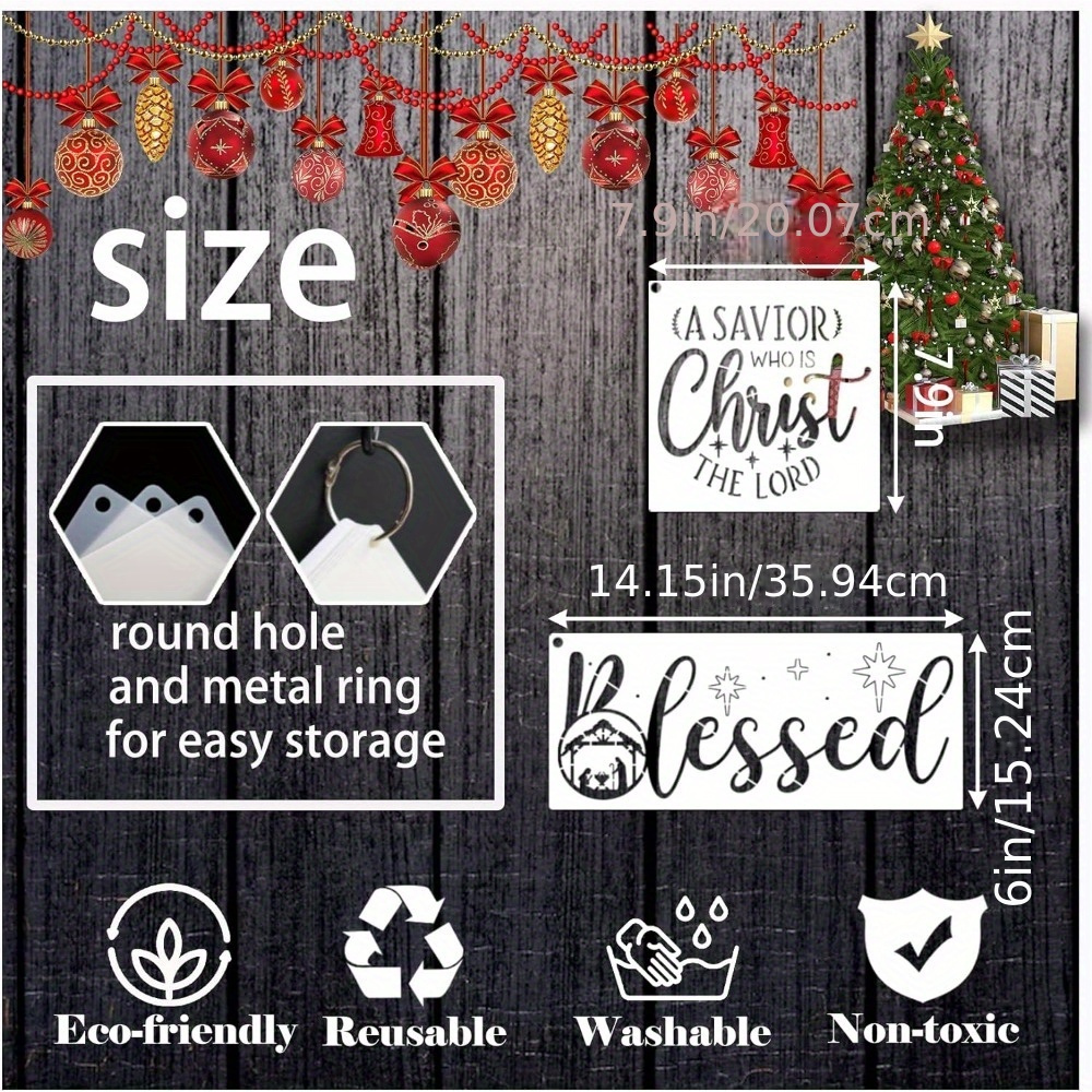 Christmas Nativity Stencils Reusable Believe Blessed Holiday - Temu