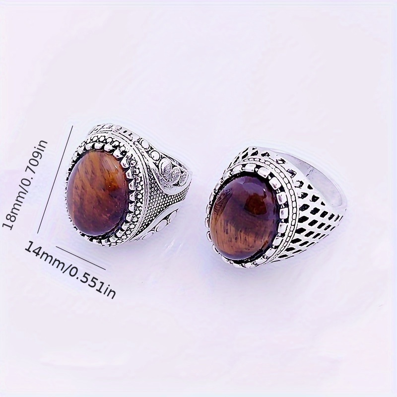 customer   5pcs vintage inspired ring set with natural tiger eye stones zinc alloy   everyday party wear details 2