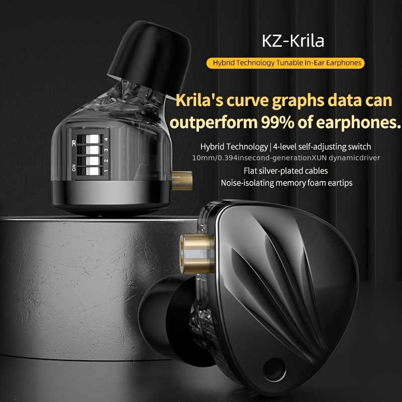 KZ ZS10 Pro in Ear Monitor Earphone, 4BA 1DD Metal Earbuds, HiFi Bass  Headphones IEM with Detachable 2 Pin C-Cable(Matte Black,No Mic)