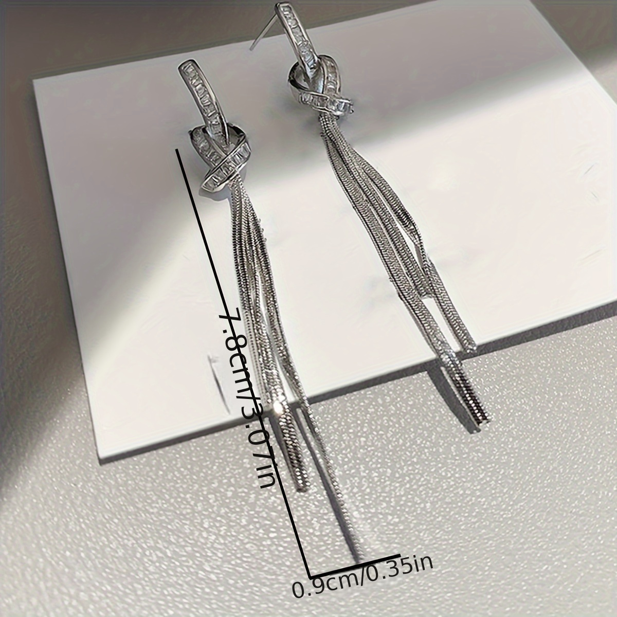 elegant luxury copper tassel earrings with synthetic zirconia 925 sterling   long drop dangle ear jewelry for daily and banquet occasions   details 0