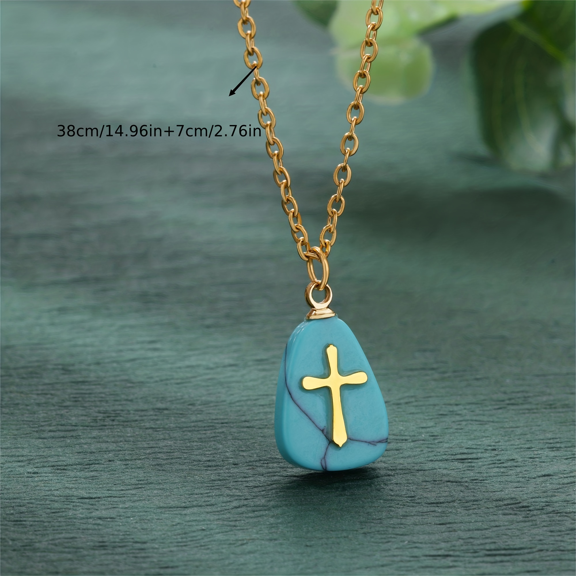 Turquoise stone cross on sale necklace