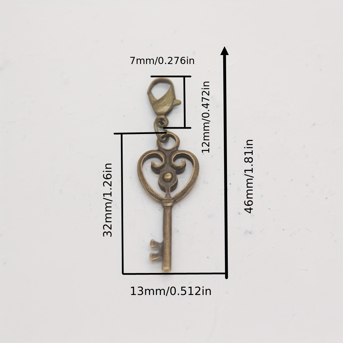 Mini Heart Key Vintage Keychain Lobster Clasp Bronze - Temu