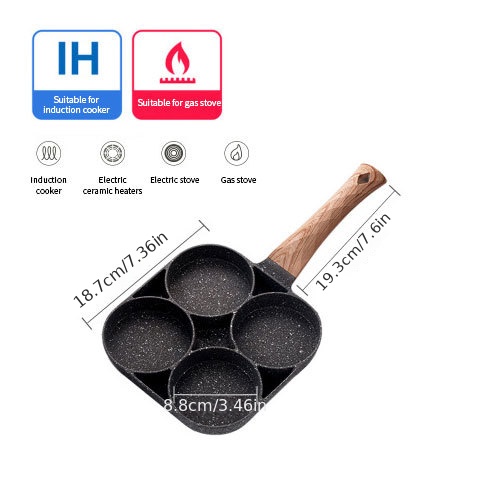 1pc, Square Frying Pan (8.46''), Non-Stick Cast Iron Fried Egg Pan, 3  Section Pancake Pan, For Gas Stove Top And Induction Cooker, Kitchen  Utensils, K