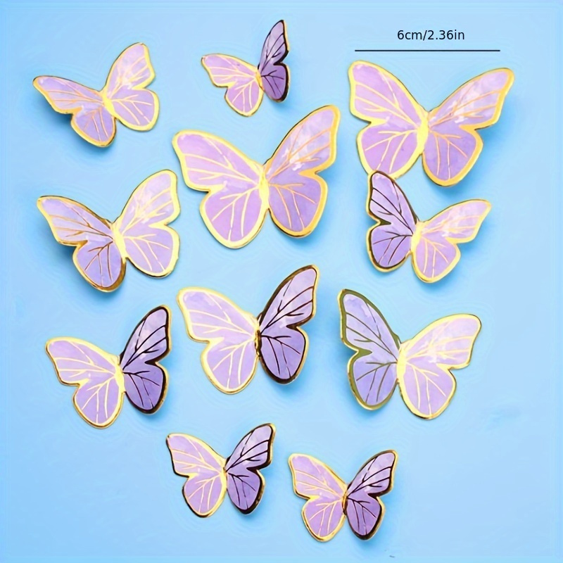 12pcs/set Paper Cake Topper, Creative Butterfly Design Hollow Out