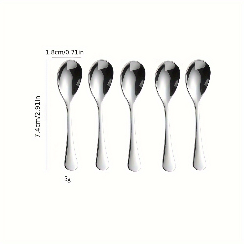 TEMU 5pcs/10pcs Ultra-small Food-grade 304 Stainless Steel Spoons, Coffee Spoons, Seasoning Spoons, Salt Spoons, Sugar Spoons, Herbal Powder Spoons,