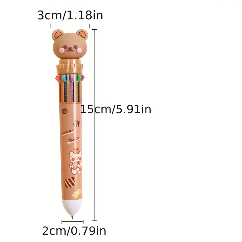 Cute Cartoon Animal Ballpoint Pens 10 Multicolored Pens Colorful