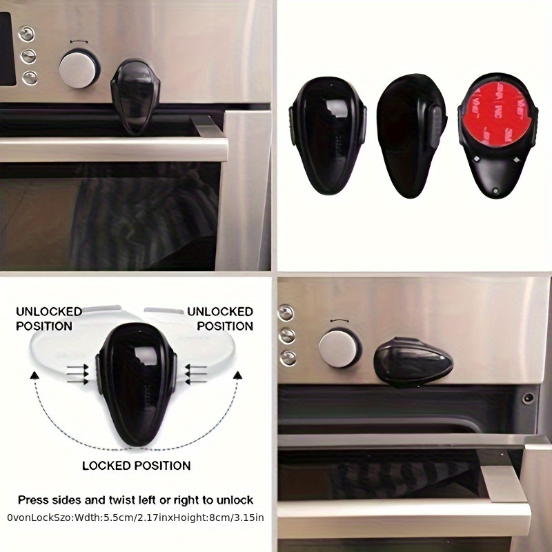 1pc Safety Oven Lock, Cabinet Door Latch, Drawer Childproof Lock, Phthalate-Free Plastic, Black & White, Prevents from Pinching Hands and Accessing Dangerous Areas