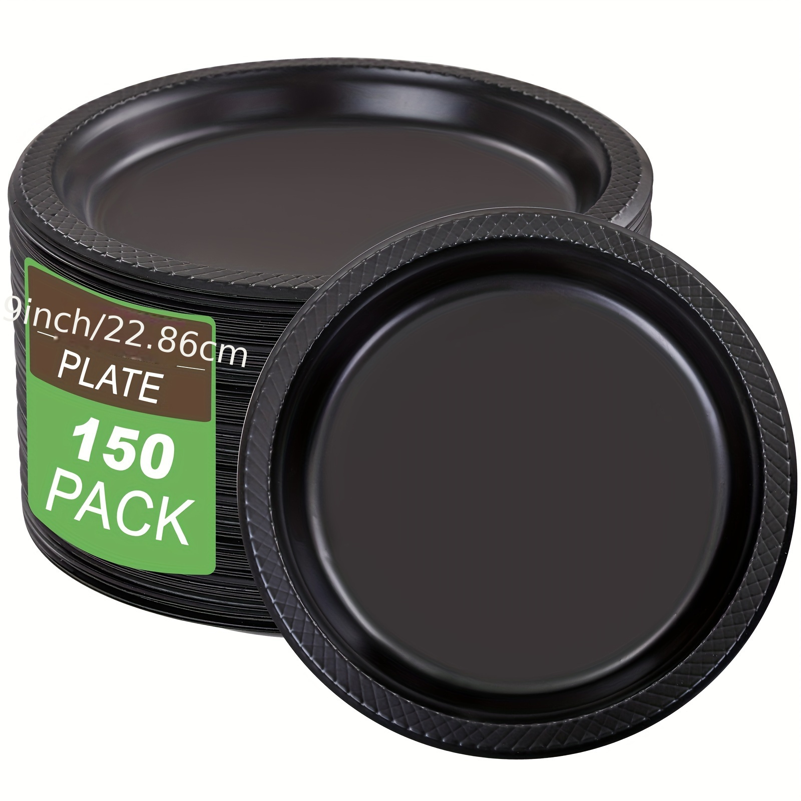 

Black Party Plates 9 Inch -150 Count Plastic Plates For Party, Disposable Plastic Plates Set For Party Supplies & Dessert Plates