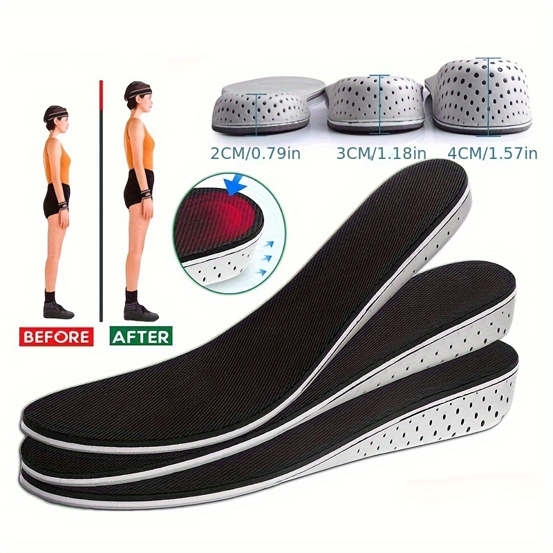 1pair Men Women Soft Breathable Invisible Ergonomic Heightening Insole Heel  Pad