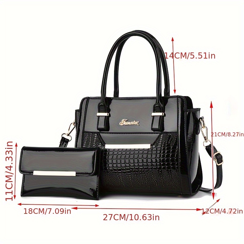 Set Women's Handbags, Elegant Vintage PU Leather Tote With Lizard & Octopus Embossing, Large Capacity Shoulder Bag For Daily & Office Use
