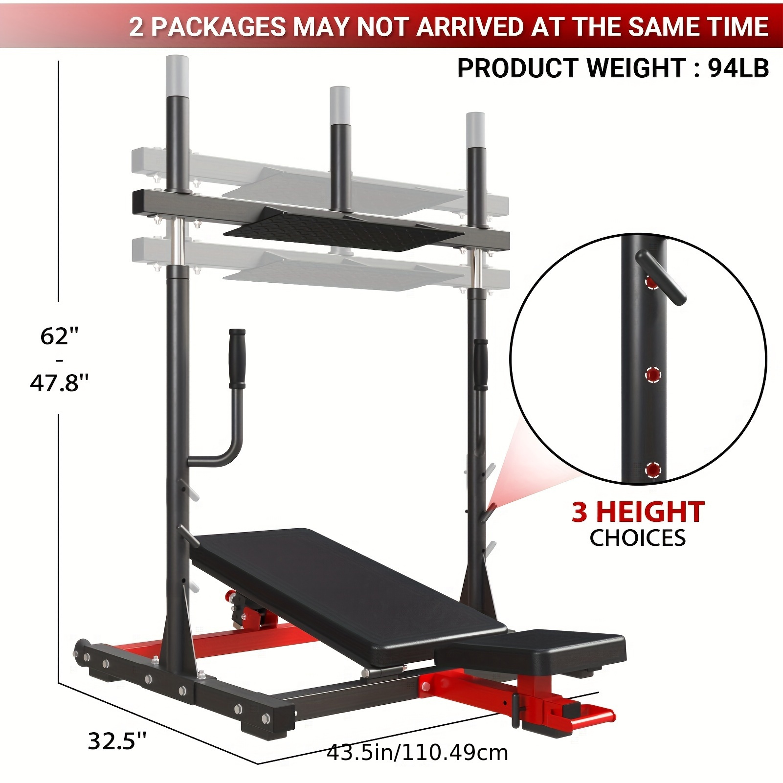 

Vertical Leg Press Machine, 600lbs Leg Strengthening Workout Machine With Transport Wheels And 3 Height