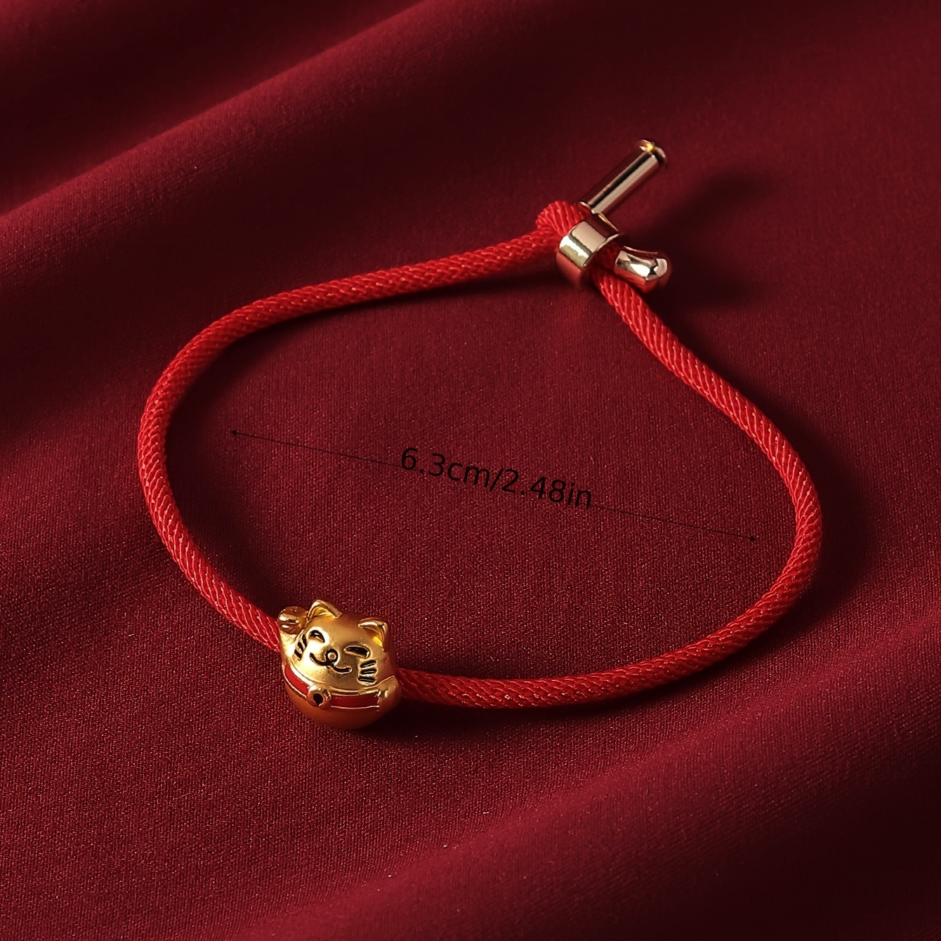 Lucky Red Rope Bracelet with Pendant, Adjustable Gift