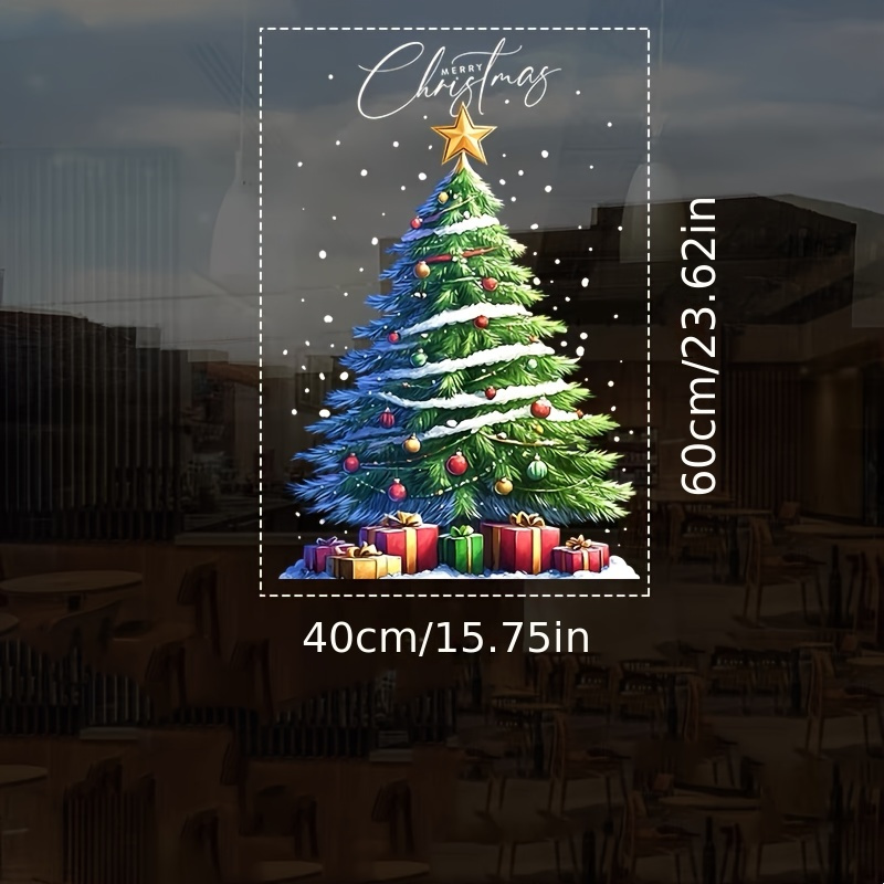 Double-sided Christmas Tree Window Cling - Festive Holiday Decor, Electrostatic Glass Sticker For , Christmas Decor