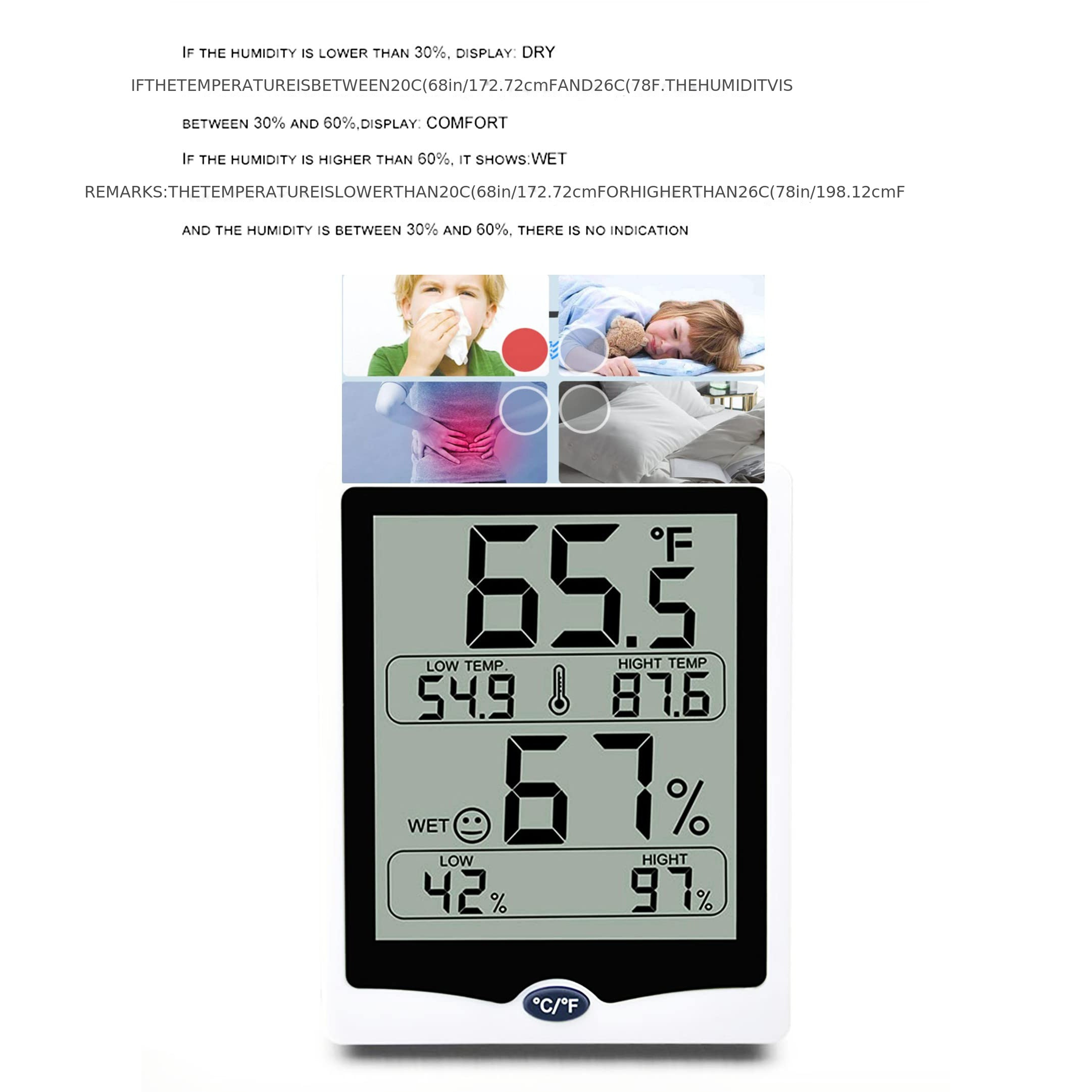Home Hygrometer & Thermometer, Electronic Max-min Double Display Digital  Hygrothermograph, Wet Dry Comfort Weather Temperature Humidity Monitoring  Testing Tool For Indoor House Room Use - Temu United Arab Emirates