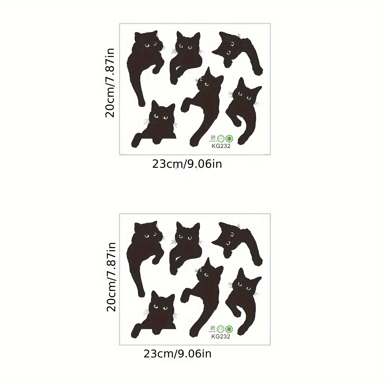 2-pack, 12 Black Cat Switch Stickers, Removable Waterproof Vinyl Wall Stickers, Suitable For Wall Power Switch Decoration, Home Decoration, 7.87*9.06in*2pcs
