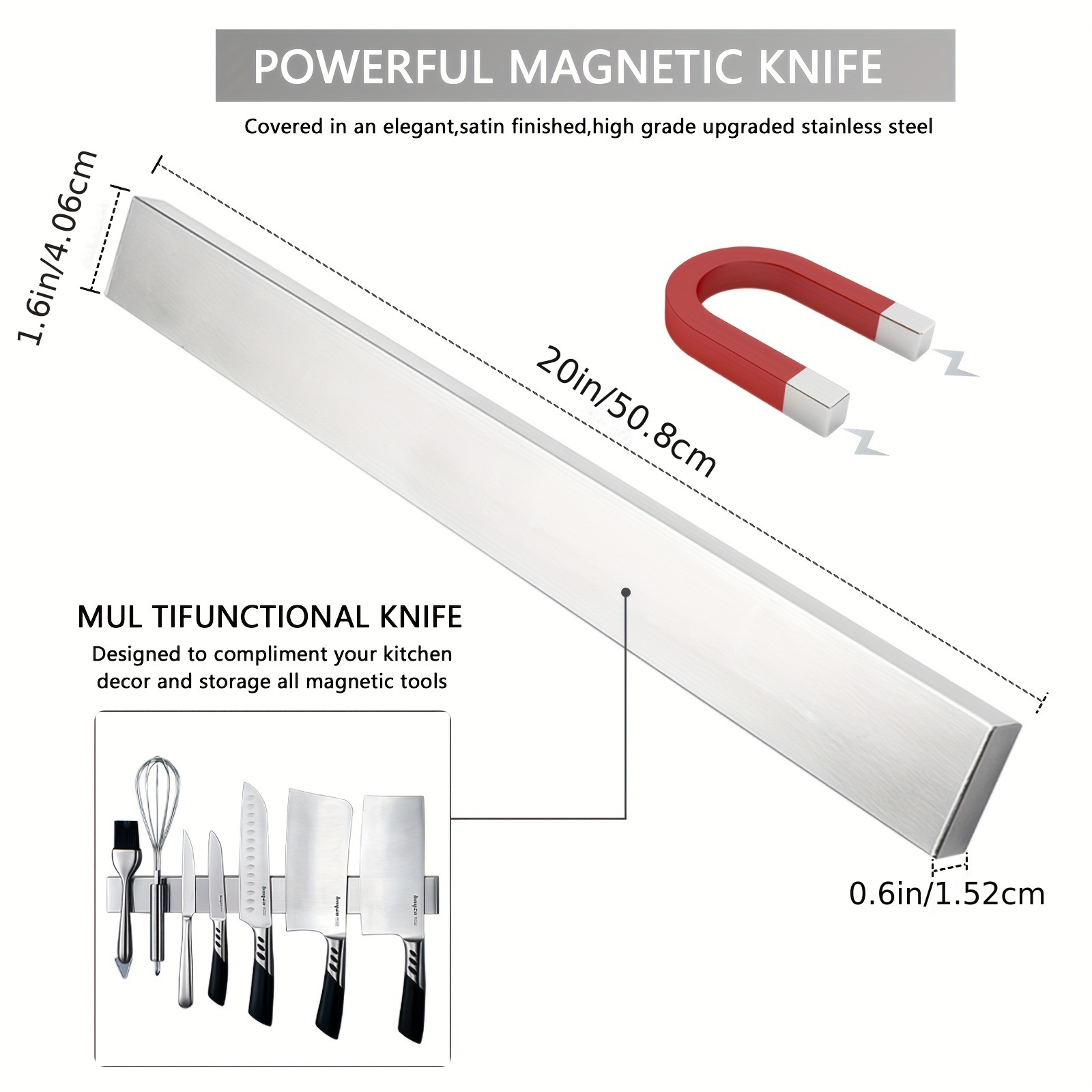 1 Cuchillo Material Magnético 16 Pulgadas Soporte Cuchillos - Temu Chile