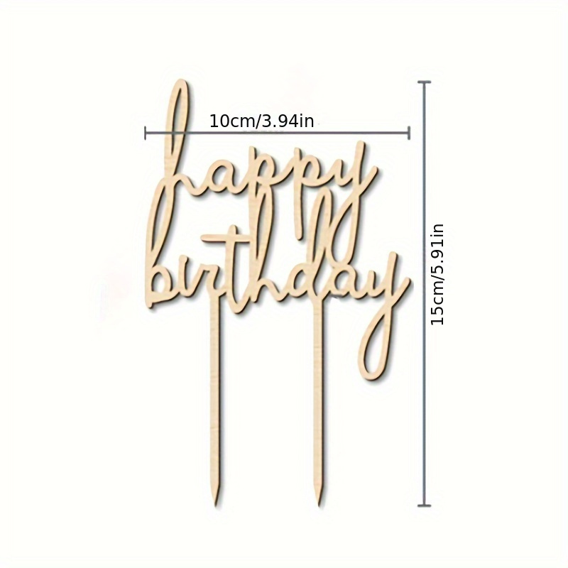Image of Wooden Birthday Cake Insert Card - Perfect For Birthday Party Decor And Dessert Table Dress Up, Halloween, Christmas