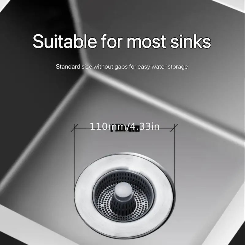 304 stainless steel kitchen sink bounce core odor proof water leakage plug filter screen drainage device vegetable washing basin universal basket accessories details 8