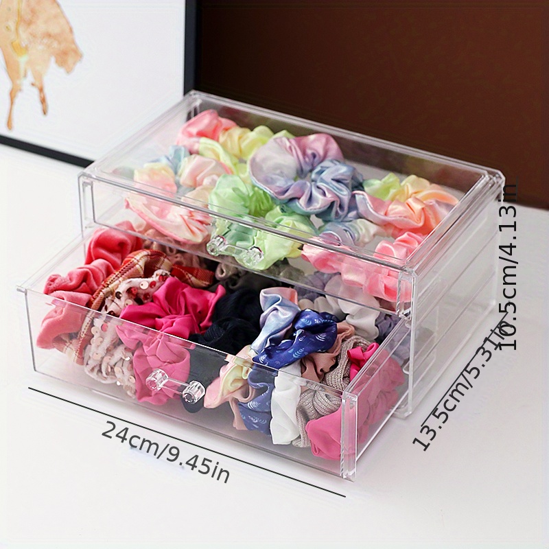 transparent dustproof hair accessories storage jewelry box elastic band hair ring with hair clip comb box large capacity jewelry storage box details 9