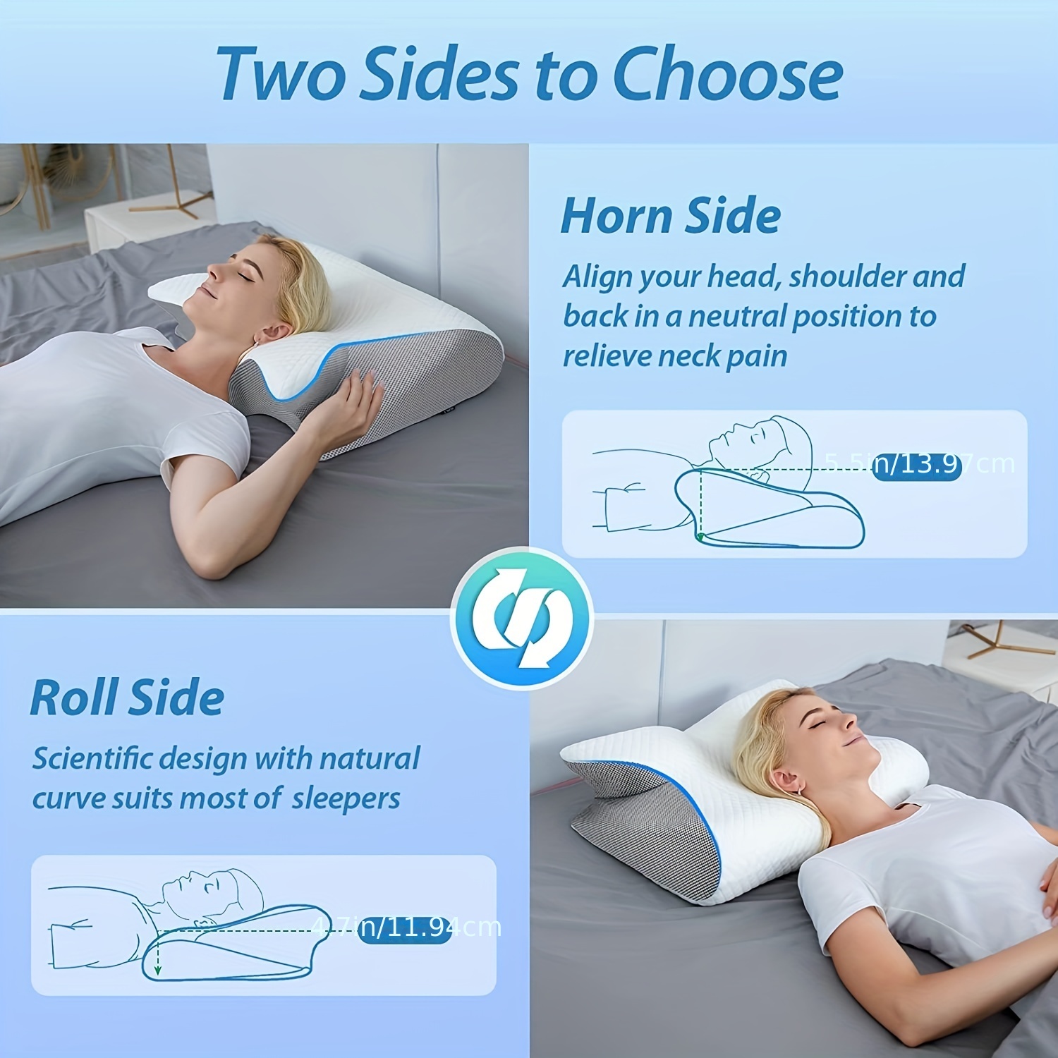 Neck Pillow Memory Foam Pillows - Ergonomic Pillow For Neck Shoulder Pain  Relief Bed Pillow For Sleeping Orthopedic Cervical Pillow Support For Side