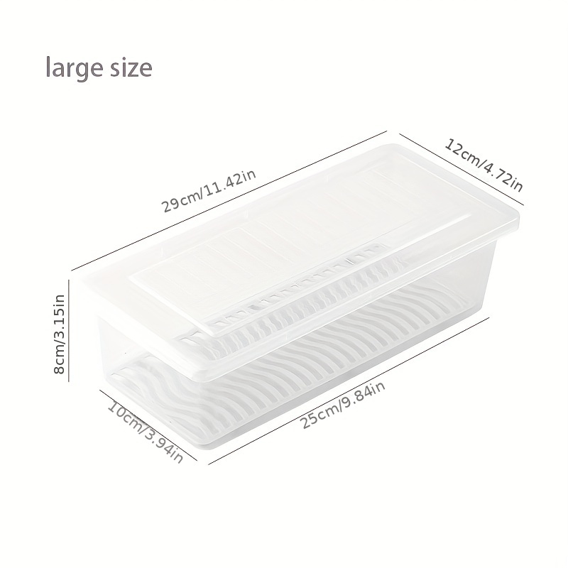 1pc Kitchen Fridge Storage Box For Fish Meat, With Lid, Plastic Rectangle Freezer  Container To Keep Food Fresh And Drain Water