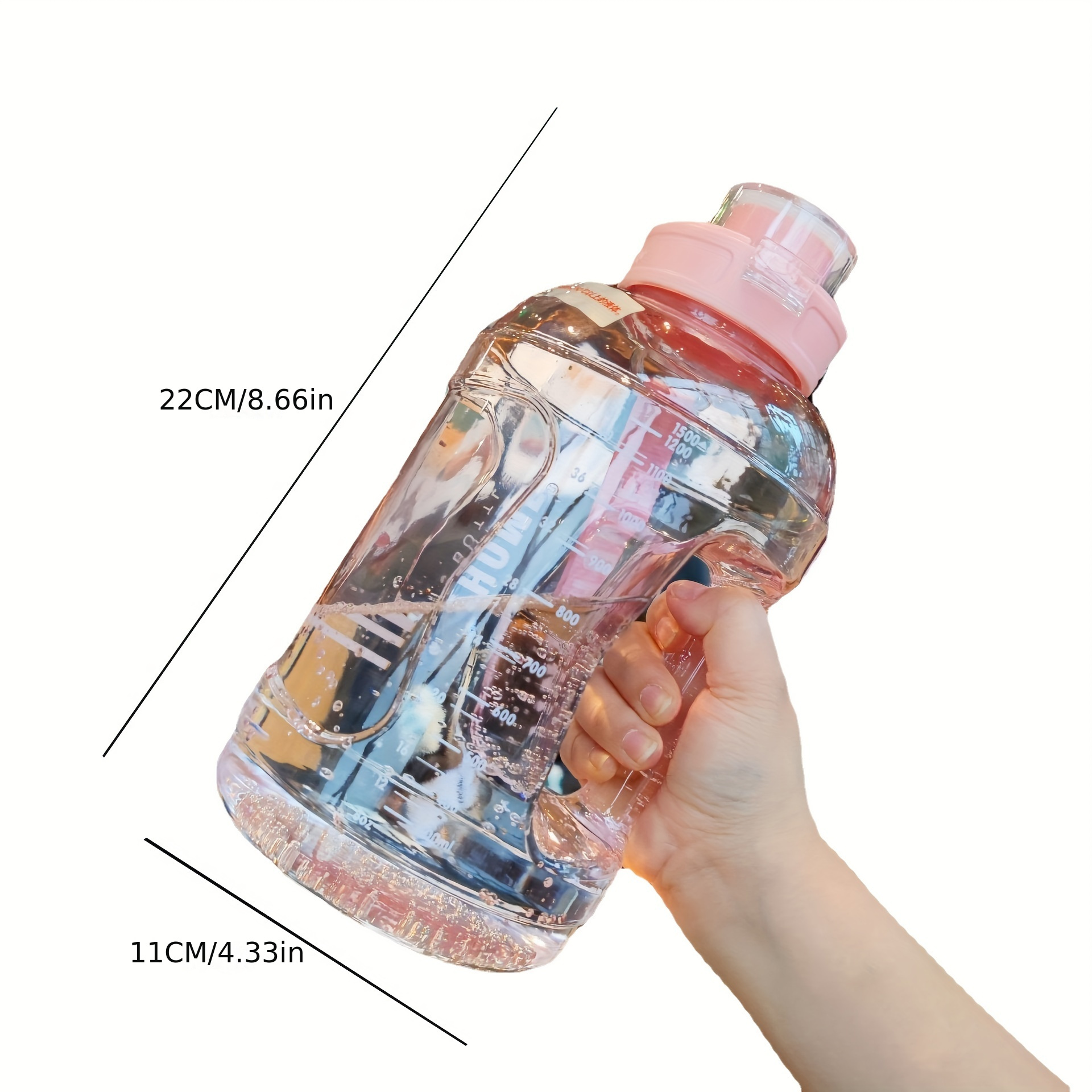 1pc 2l Large Capacity Sport Water Bottle With Handle And Scale