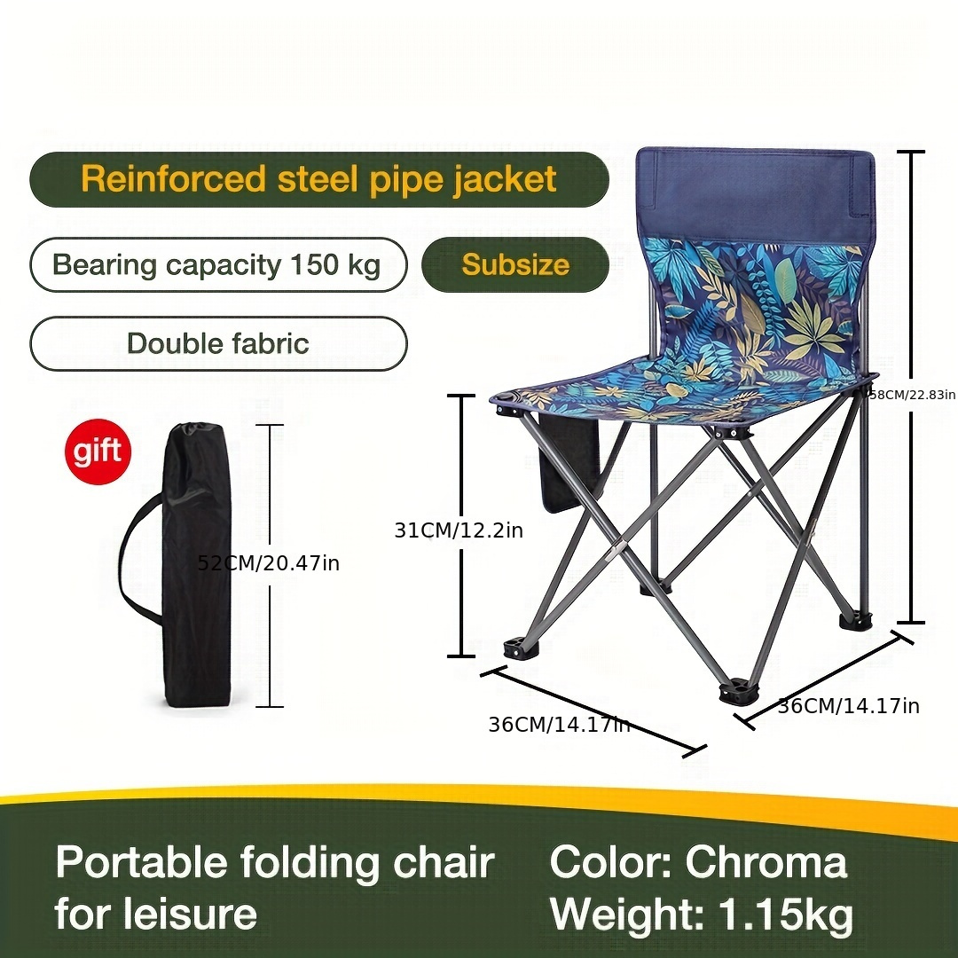 1pc Camping Folding Chair Portable Leisure Backrest Chair For