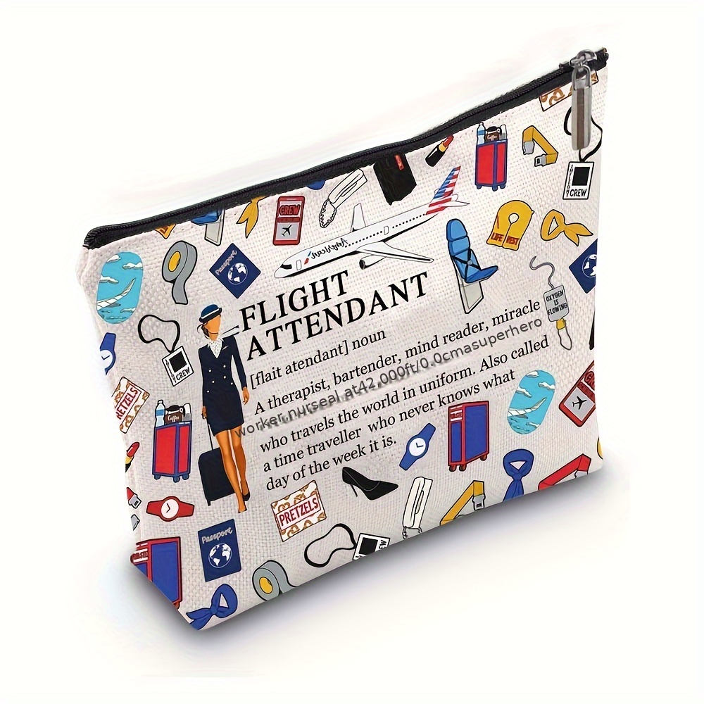 

Flight Themed Cosmetic Bag - Polyester Travel Makeup Pouch With , Ideal For & Aviation Professionals, Graduation Gift For Flight Students - 14+ Age Group