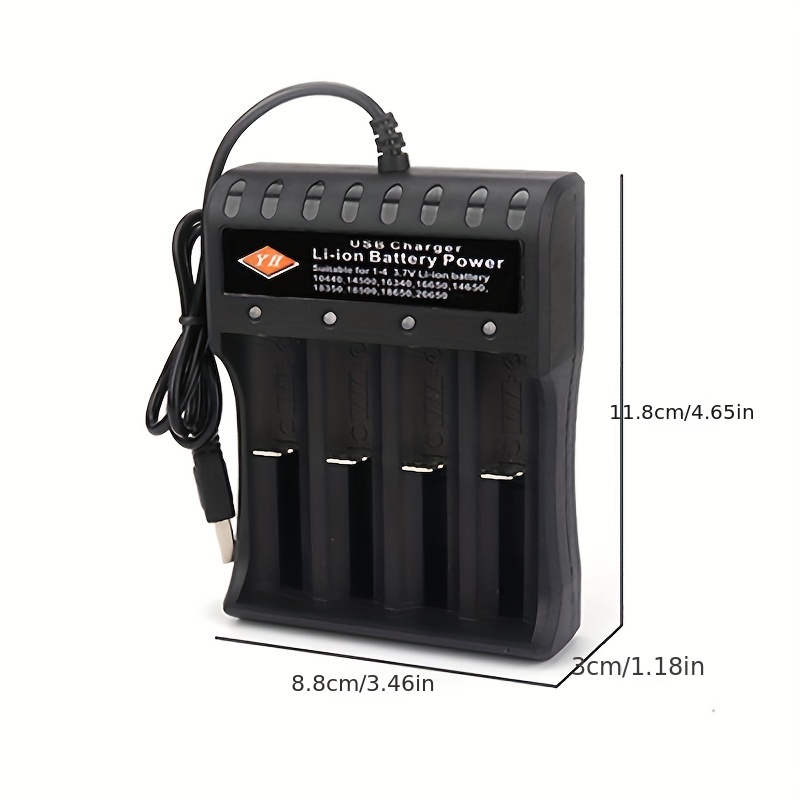 Cargador de batería 18650, cargador de batería inteligente de 4 ranuras  para 3.7V Li-ion 3.7V Li-ion 18650, 26650, 18500, 18350, 16650, 16340  batería