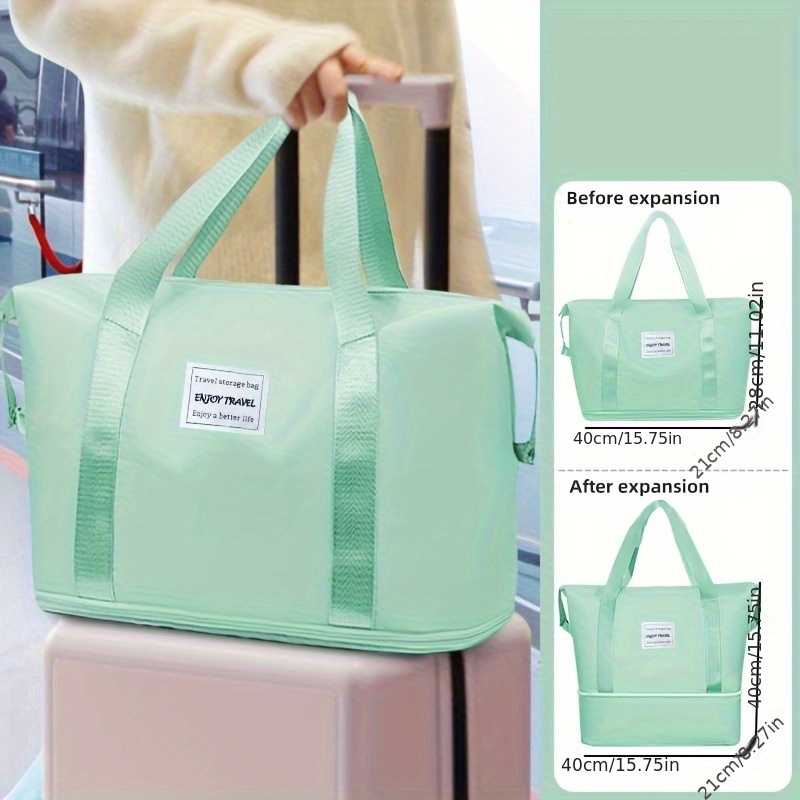 E-shop [Damen Tote Bag] 1 Stück Erweiterbare Oxford Stoff Reise Fitness Tasche, Große Kapazität, Faltbar, Reißverschluss, Canvas Tasche, Sportlicher