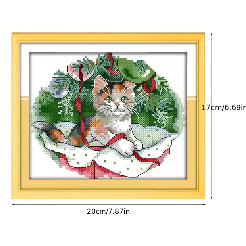 Stamped Cross Stitch Kits Beginners Embroidery Cat On - Temu